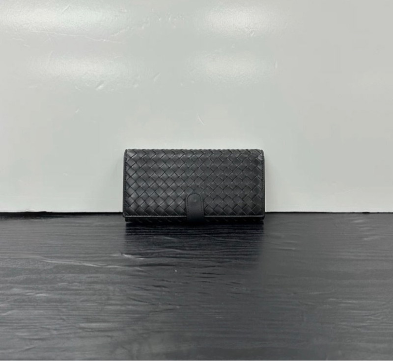 BV 黑色全皮編織長夾 19*9.5*2.5 98新配件塵袋-0