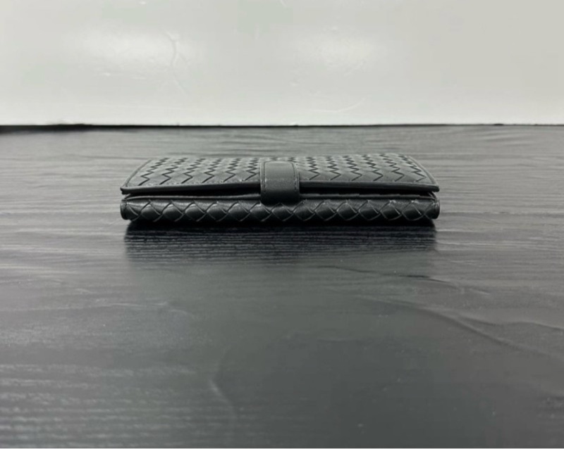 BV 黑色全皮編織長夾 19*9.5*2.5 98新配件塵袋-2