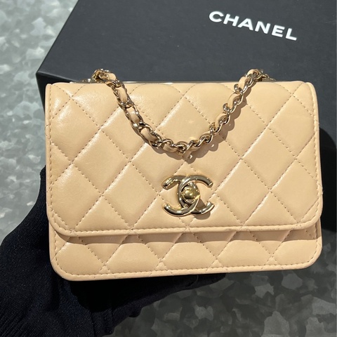 Chanel mini trendy cc woc米色/金釦