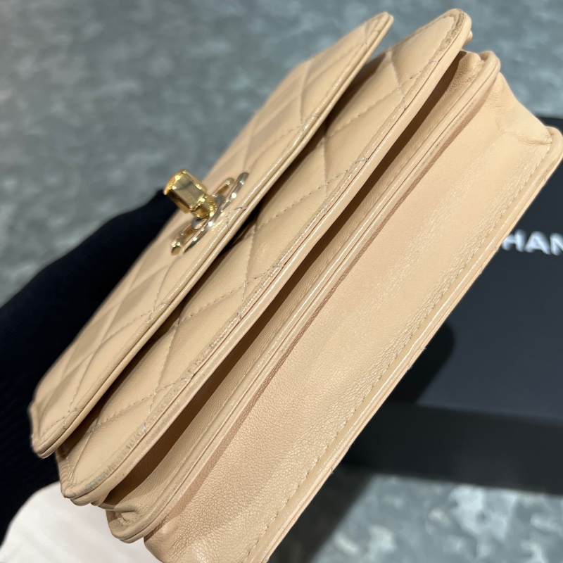 Chanel mini trendy cc woc米色/金釦-10