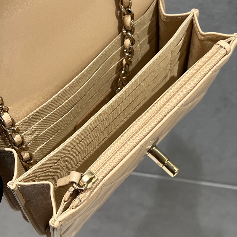 Chanel mini trendy cc woc米色/金釦-11