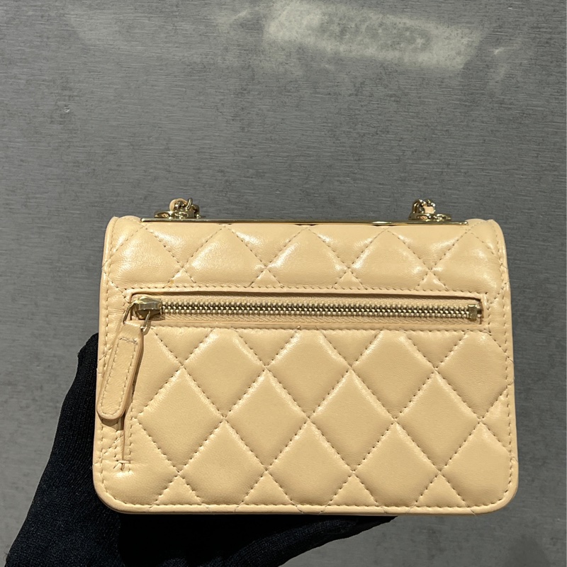 Chanel mini trendy cc woc米色/金釦-14