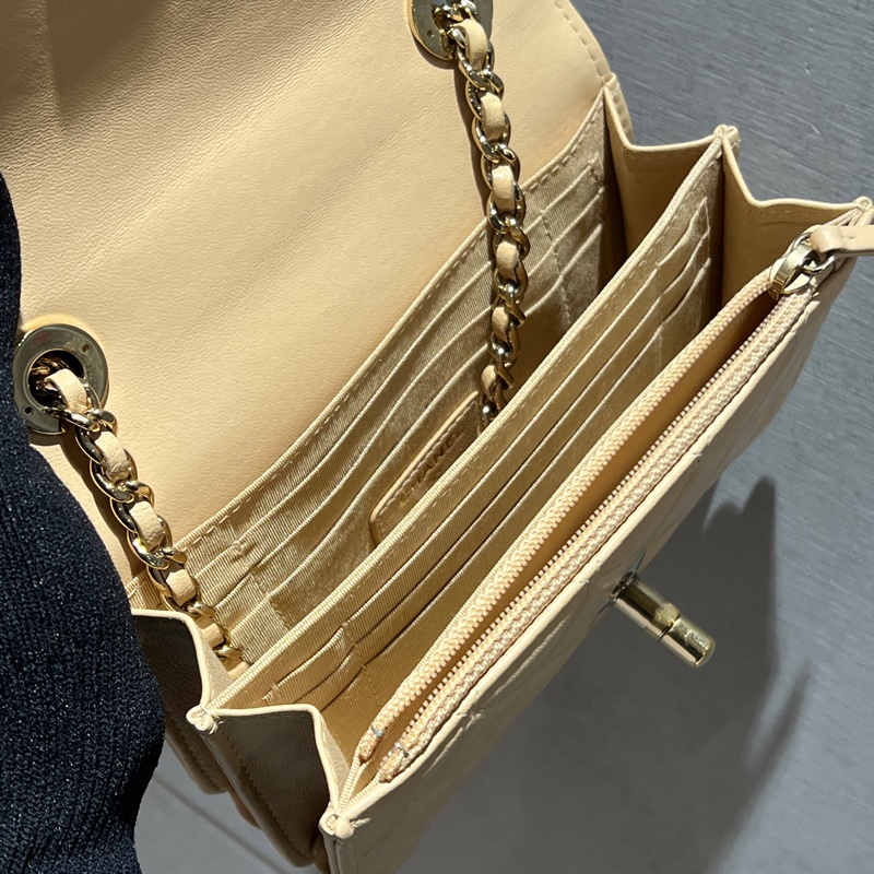 Chanel mini trendy cc woc米色/金釦-15