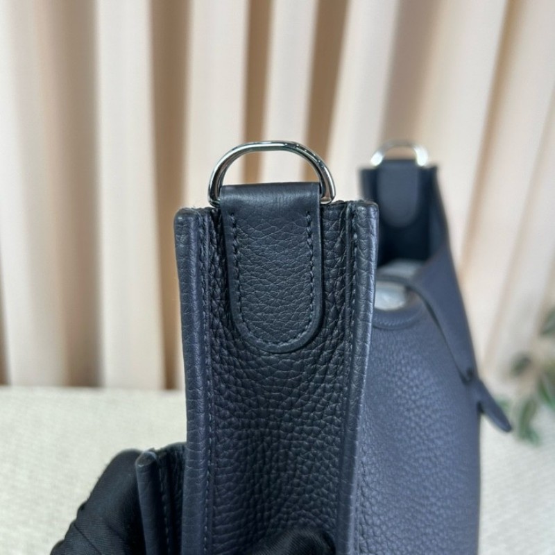 ZZZ HERMES愛馬仕黑銀伊芙琳單肩斜挎包 W刻 有肩帶 容量實用-20