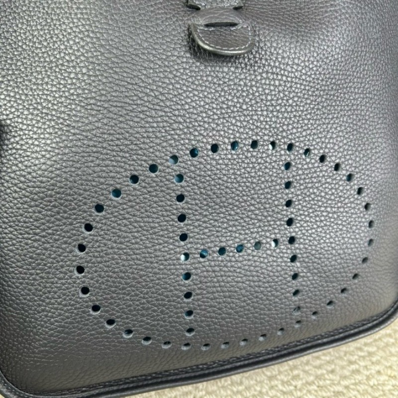 ZZZ HERMES愛馬仕黑銀伊芙琳單肩斜挎包 W刻 有肩帶 容量實用-22