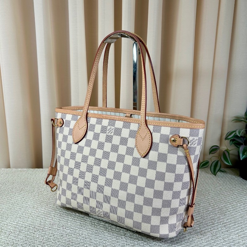 ZZZ LV路易威登白棋盤格neverfull托特包 有子袋 米色內裡 容量大 配色溫柔優雅 日常通勤超合適-3