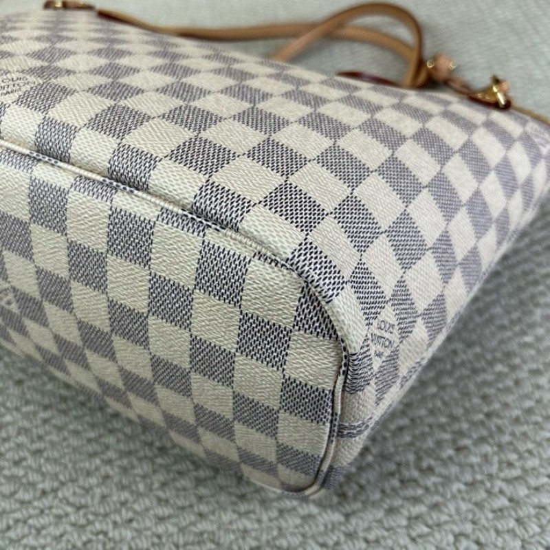 ZZZ LV路易威登白棋盤格neverfull托特包 有子袋 米色內裡 容量大 配色溫柔優雅 日常通勤超合適-8