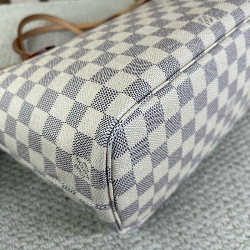 ZZZ LV路易威登白棋盤格neverfull托特包 有子袋 米色內裡 容量大 配色溫柔優雅 日常通勤超合適-9