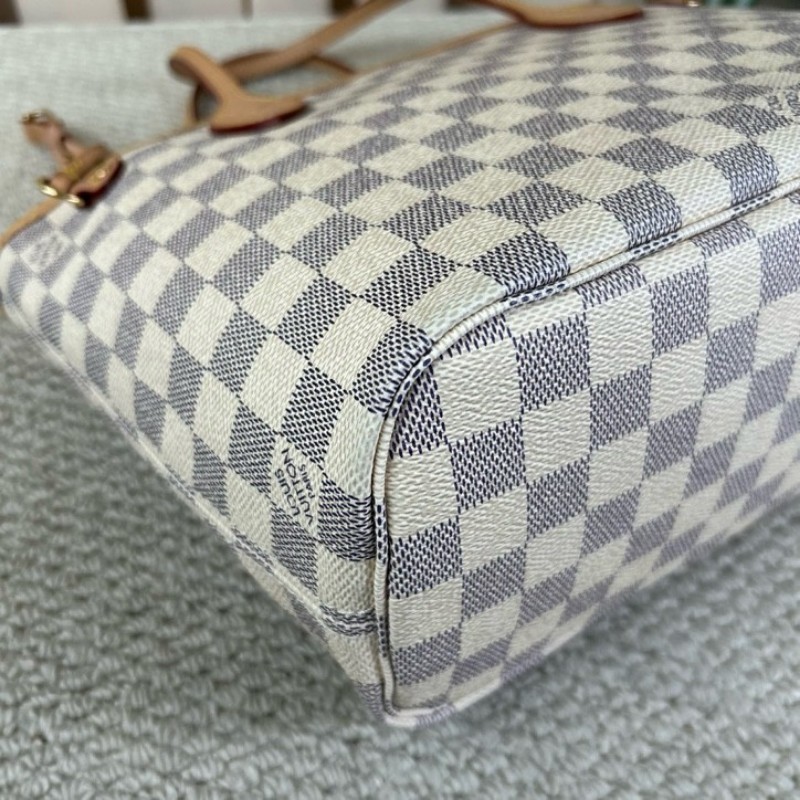 ZZZ LV路易威登白棋盤格neverfull托特包 有子袋 米色內裡 容量大 配色溫柔優雅 日常通勤超合適-10