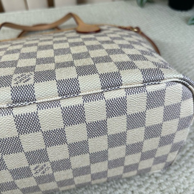 ZZZ LV路易威登白棋盤格neverfull托特包 有子袋 米色內裡 容量大 配色溫柔優雅 日常通勤超合適-11