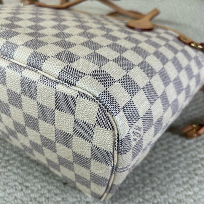 ZZZ LV路易威登白棋盤格neverfull托特包 有子袋 米色內裡 容量大 配色溫柔優雅 日常通勤超合適-12
