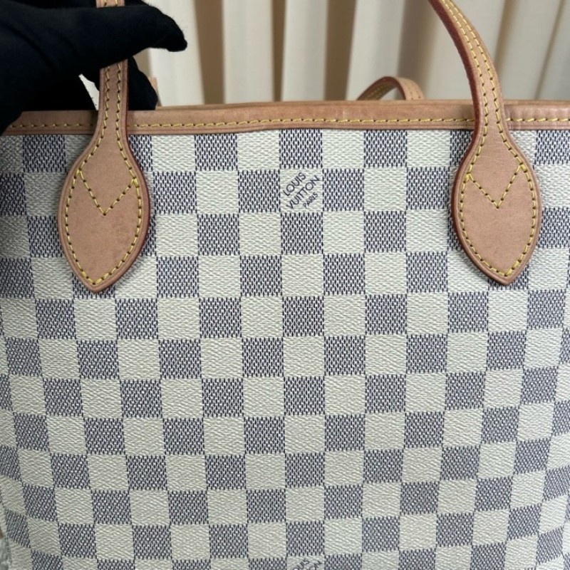 ZZZ LV路易威登白棋盤格neverfull托特包 有子袋 米色內裡 容量大 配色溫柔優雅 日常通勤超合適-17