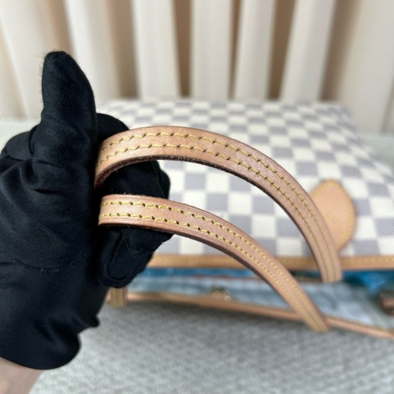 ZZZ LV路易威登白棋盤格neverfull托特包 有子袋 米色內裡 容量大 配色溫柔優雅 日常通勤超合適-18