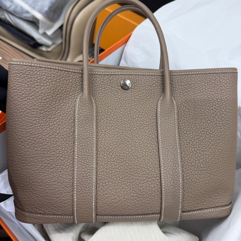 92新 Hermes GP30 Garden Party 花園包30 大象灰 全皮  B刻