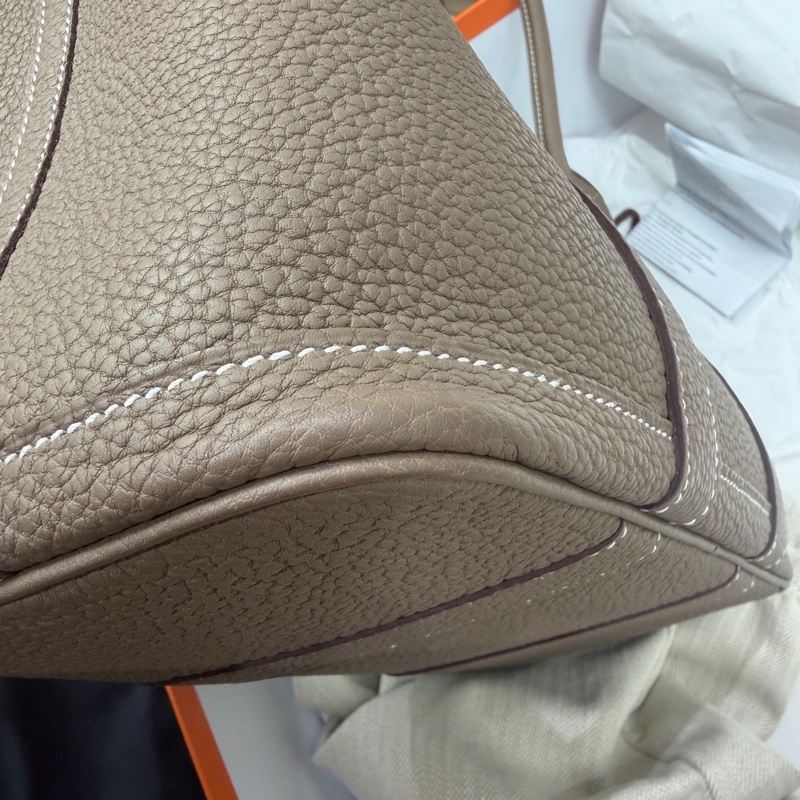 92新 Hermes GP30 Garden Party 花園包30 大象灰 全皮 B刻-12