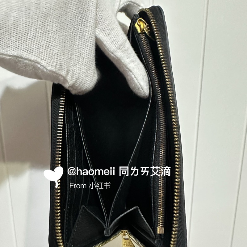 LV 經典花紋全皮革壓紋拉鍊 黑金長夾 壓紋牛皮-7
