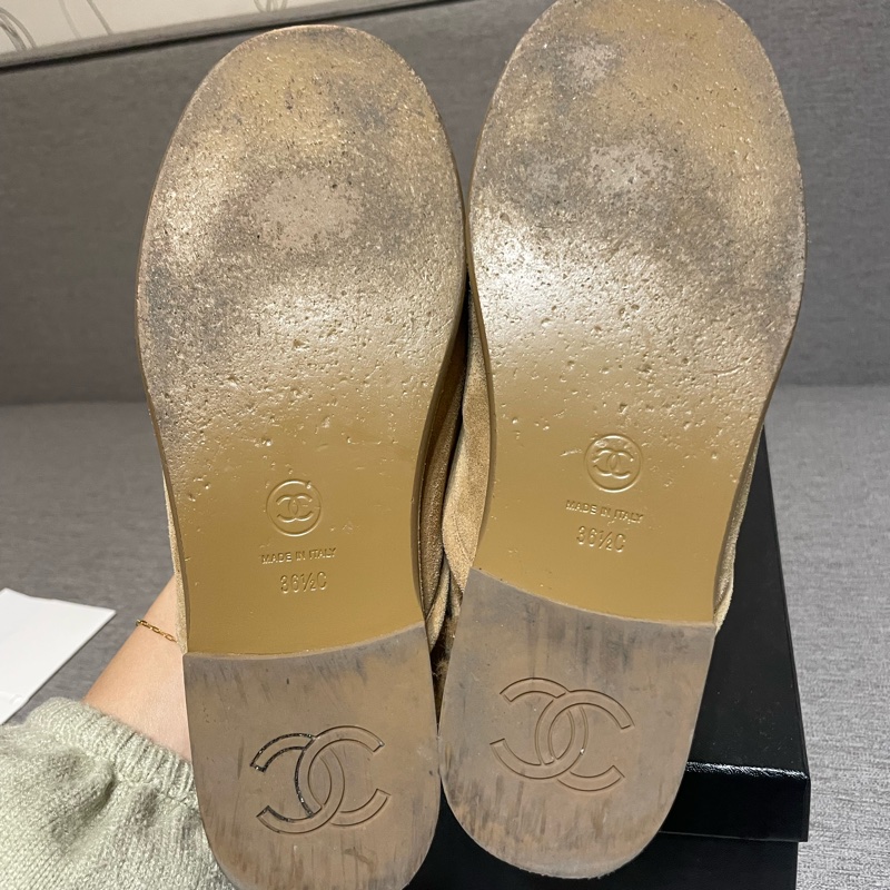 香奈兒駝色毛絨拖鞋36.5號-9