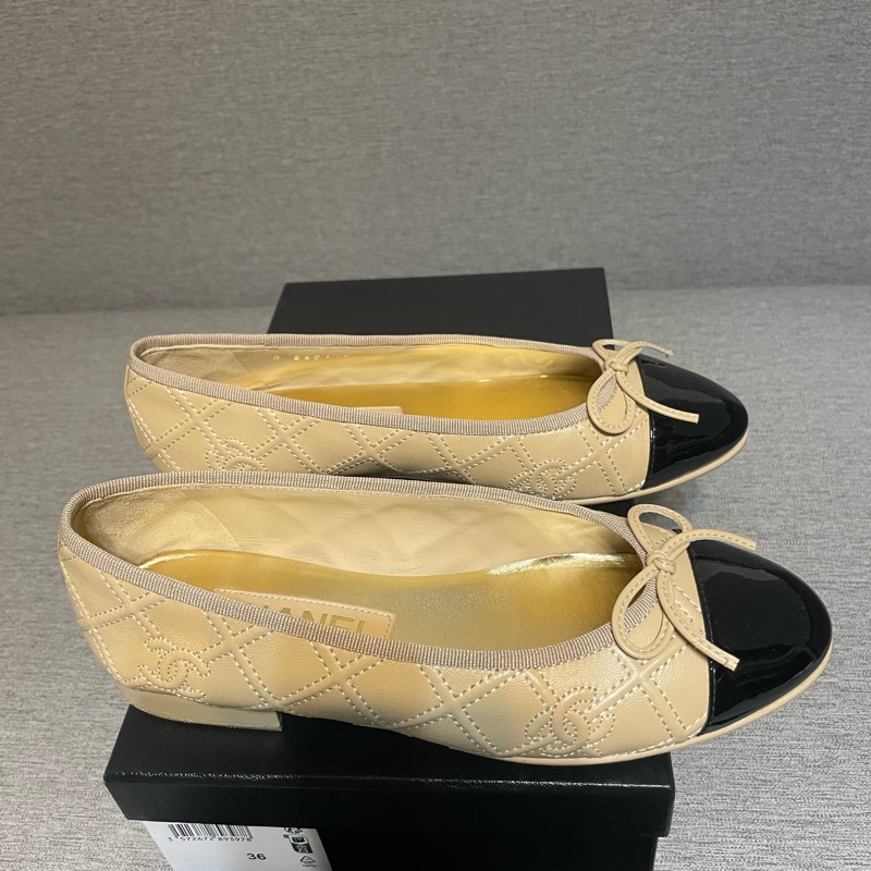 香奈兒奶茶色平底娃娃鞋36號-4