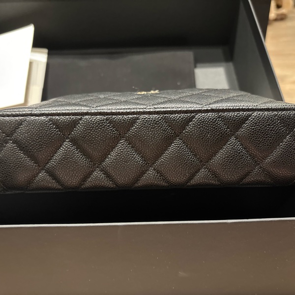 Chanel 全新 LP飯盒包 黑淡金 魚子醬牛皮 全新閑置小C釦-11