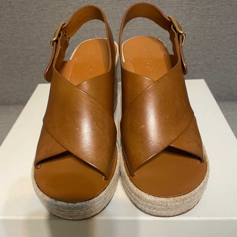 chloe咖色厚底鞋37號-0