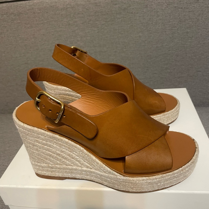 chloe咖色厚底鞋37號-2