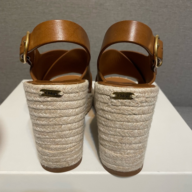 chloe咖色厚底鞋37號-3