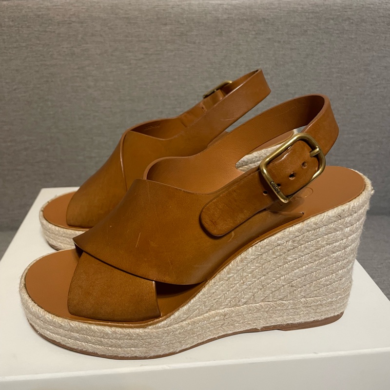 chloe咖色厚底鞋37號-7