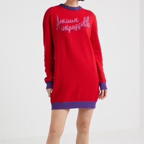 義大利PINKO 撞色字母毛料洋裝