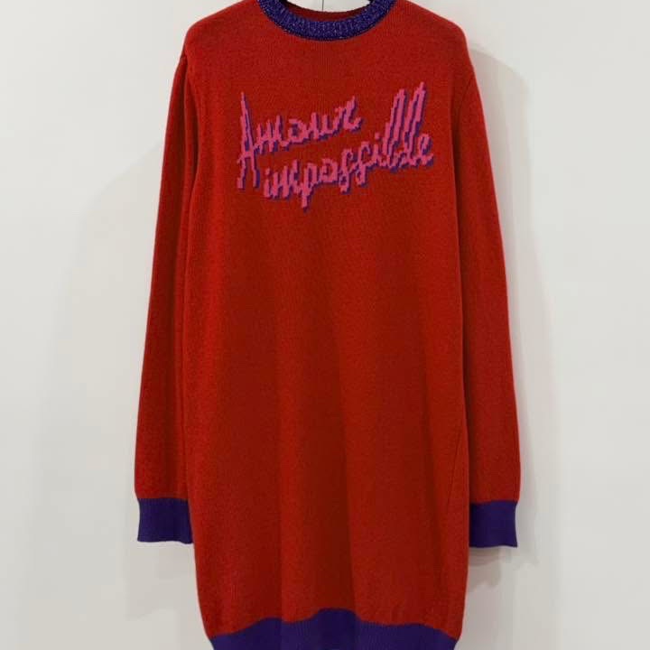 義大利PINKO 撞色字母毛料洋裝-1