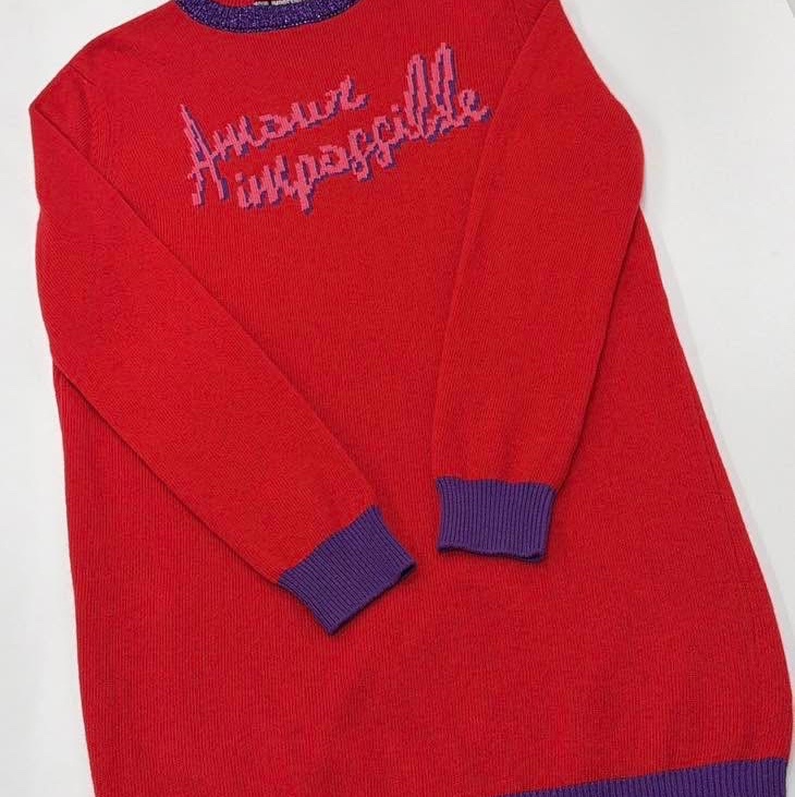 義大利PINKO 撞色字母毛料洋裝-6