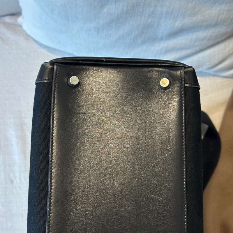 Hermès 愛馬仕Kelly Lakis40 黑銀Box皮拼帆布 框K刻 全原無護理 停產款 成色如圖 現貨-3