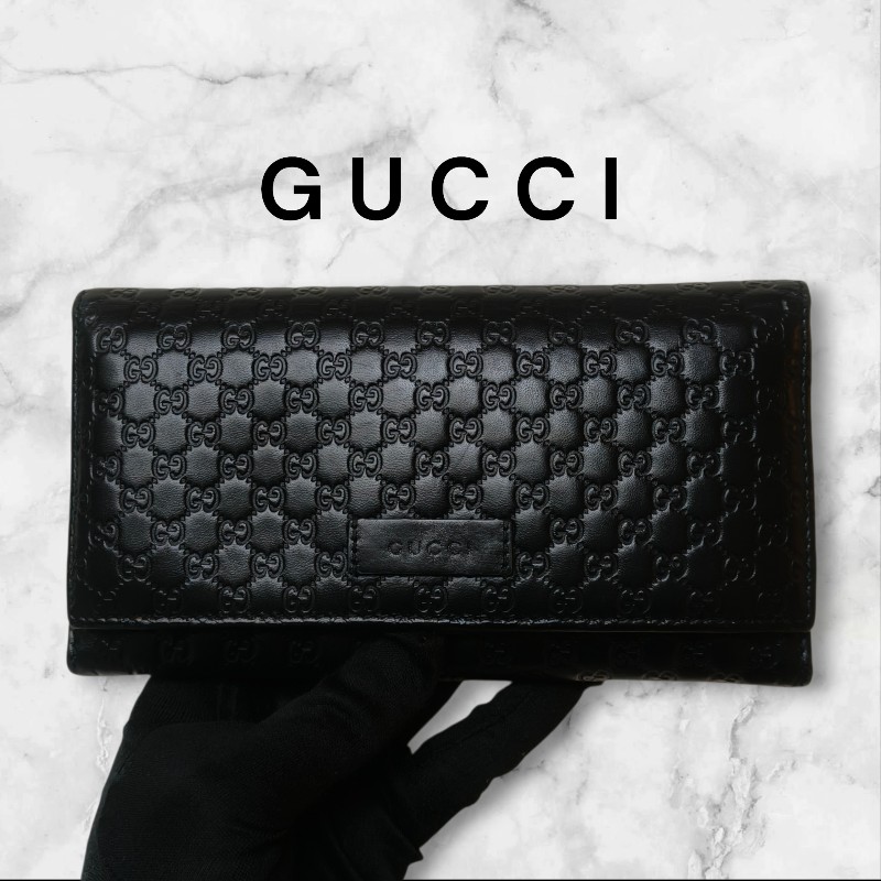 【🐴馬上下單最優惠】🧧限時降價至2/11(原$9800)【9成新】㊣✨GUCCI✨古馳 黑色 牛皮 壓紋 老花 釘釦 長夾 錢包 皮夾/雙G/二手包/保證正品🌳二手樹屋🌳-0