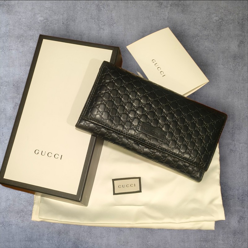 【🐴馬上下單最優惠】🧧限時降價至2/11(原$9800)【9成新】㊣✨GUCCI✨古馳 黑色 牛皮 壓紋 老花 釘釦 長夾 錢包 皮夾/雙G/二手包/保證正品🌳二手樹屋🌳-1