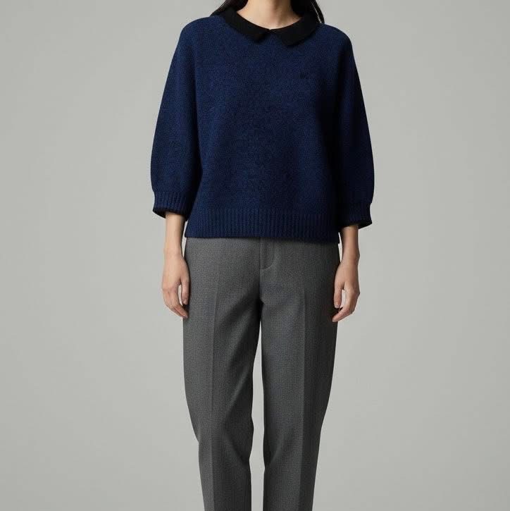 BURBERRY 藍標 帶領寬版羊毛戰馬上衣-1