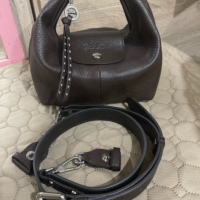 longchamp飯盒包咖色-2