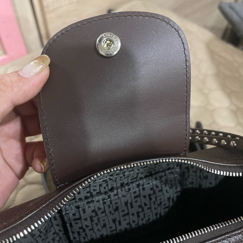 longchamp飯盒包咖色-17