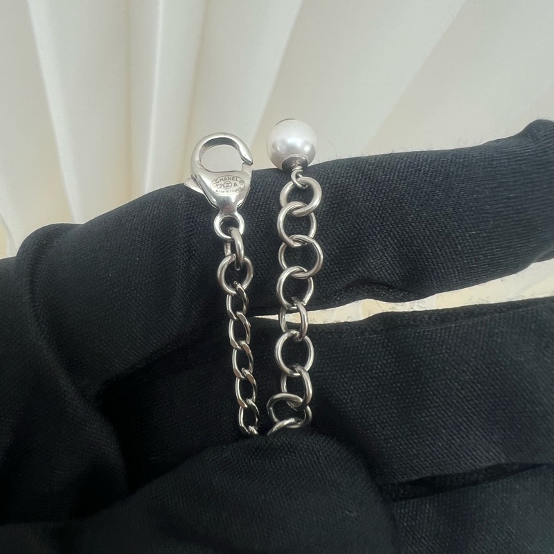 Chanel 21a 銀色雙c水鑽手鏈-4