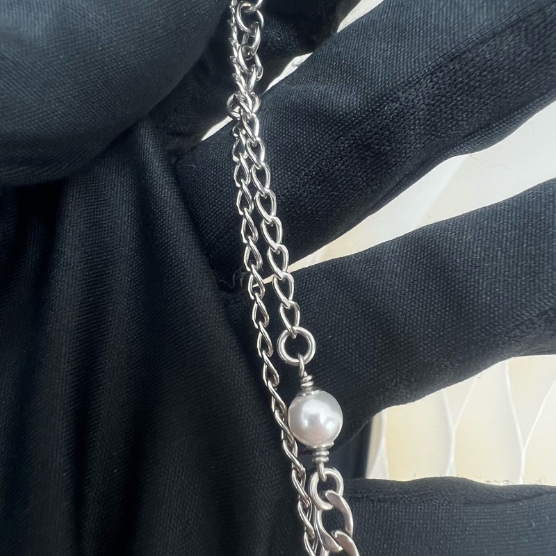 Chanel 21a 銀色雙c水鑽手鏈-5