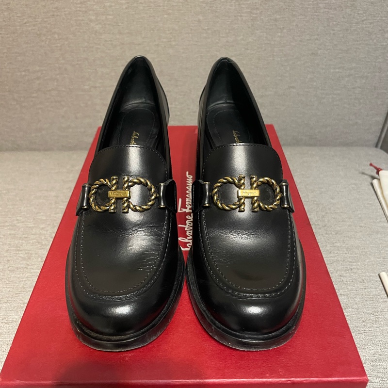 ferragamo黑色福樂鞋5.5號-0
