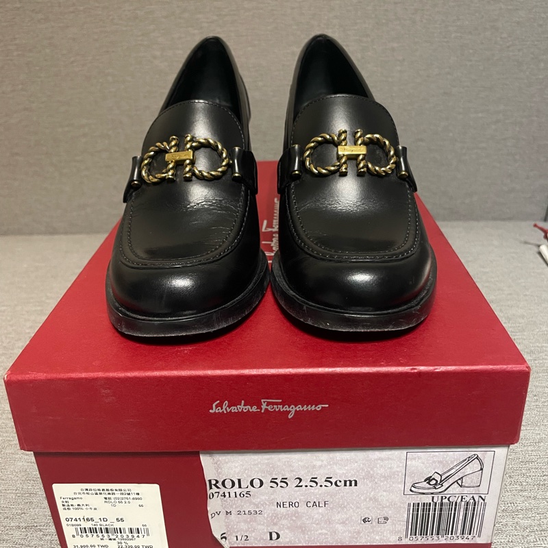 ferragamo黑色福樂鞋5.5號-1