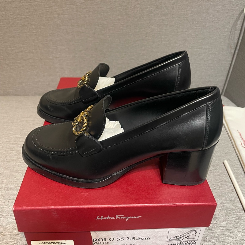 ferragamo黑色福樂鞋5.5號-2