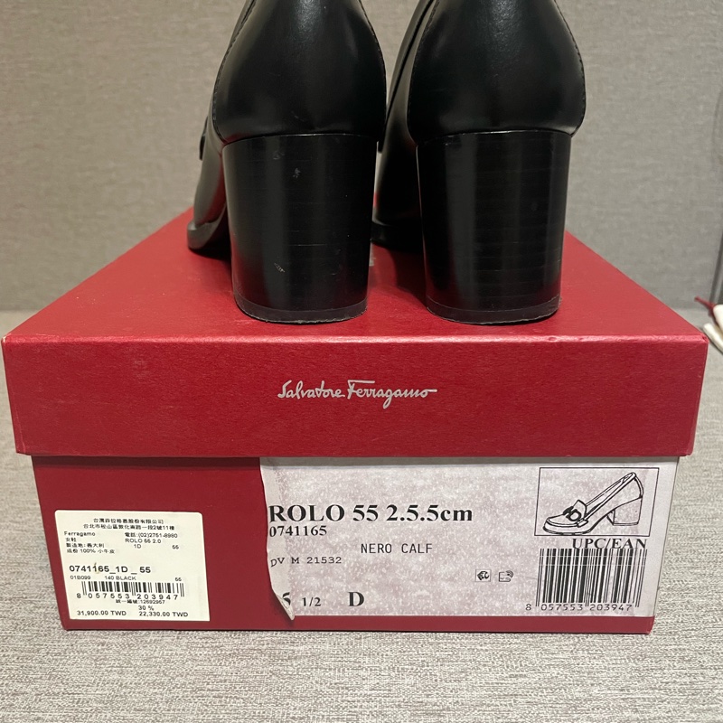 ferragamo黑色福樂鞋5.5號-8