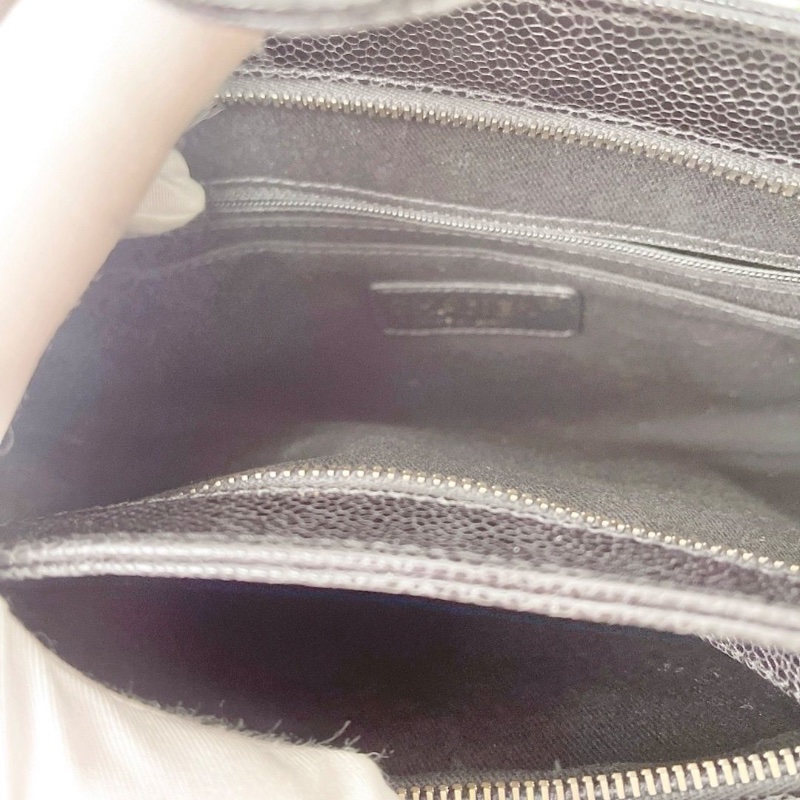 Chanel 黑色荔枝皮復古金扣菱格紋手拿包28×16 98新配件塵袋保卡-4