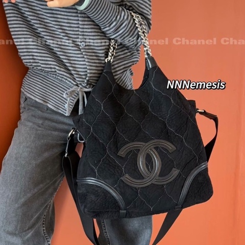 Chanel 黑色麂皮機場包 35*9*38 98新配件保卡塵袋
