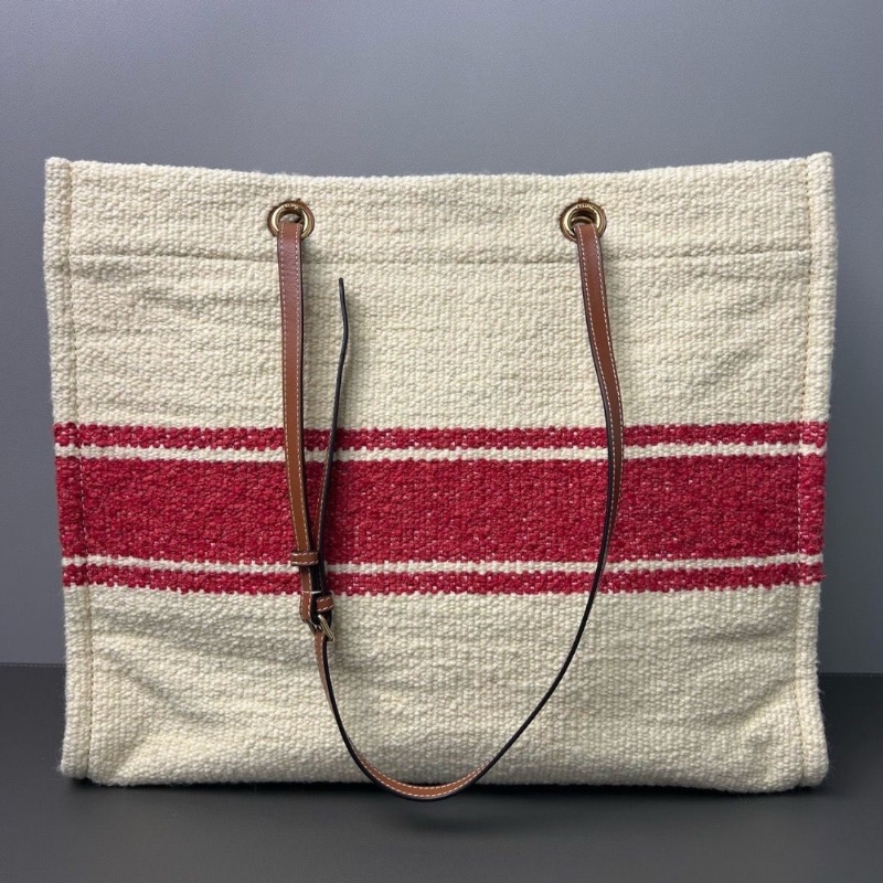 Celine 紅白拼色 毛呢帆布 印花條紋 大號沙灘 44*16.5*36 98新配件塵袋-1