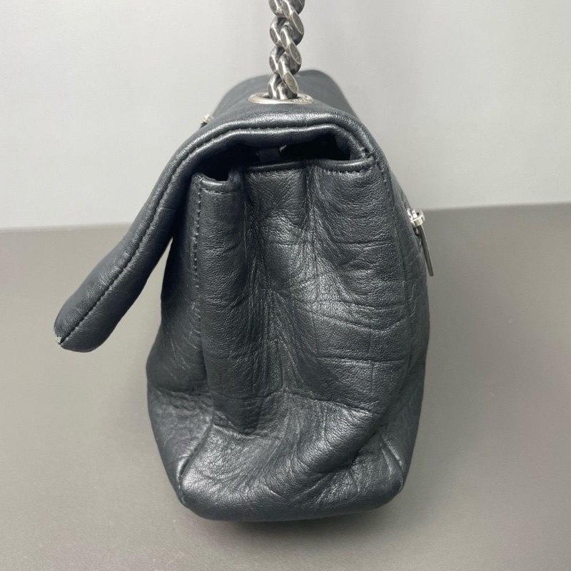 Ysl west hollywood好萊塢系列 黑色肩背斜背包黑銀鰐魚紋 28*16*10 98新配件塵袋購證-3