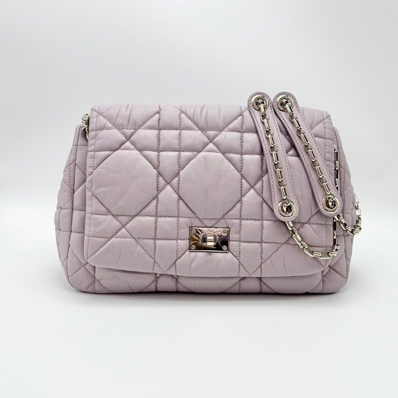 DIOR粉紫色金扣肩背斜背包雲朵包30*18*9 98新配件塵袋-1