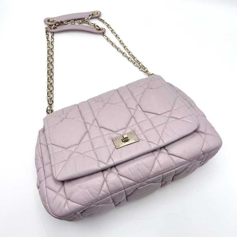 DIOR粉紫色金扣肩背斜背包雲朵包30*18*9 98新配件塵袋-5