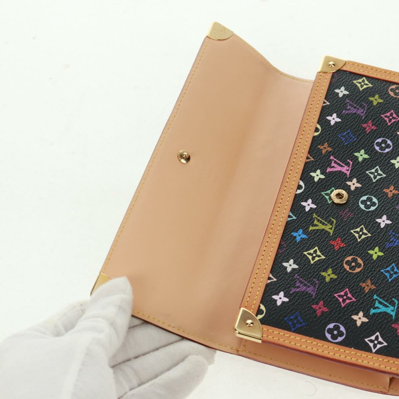 【日本直送】路易威登 (LOUIS VUITTON) 多色 Porte Tresor 長版皮夾 黑色 M92658 LV 正品 165985V-16
