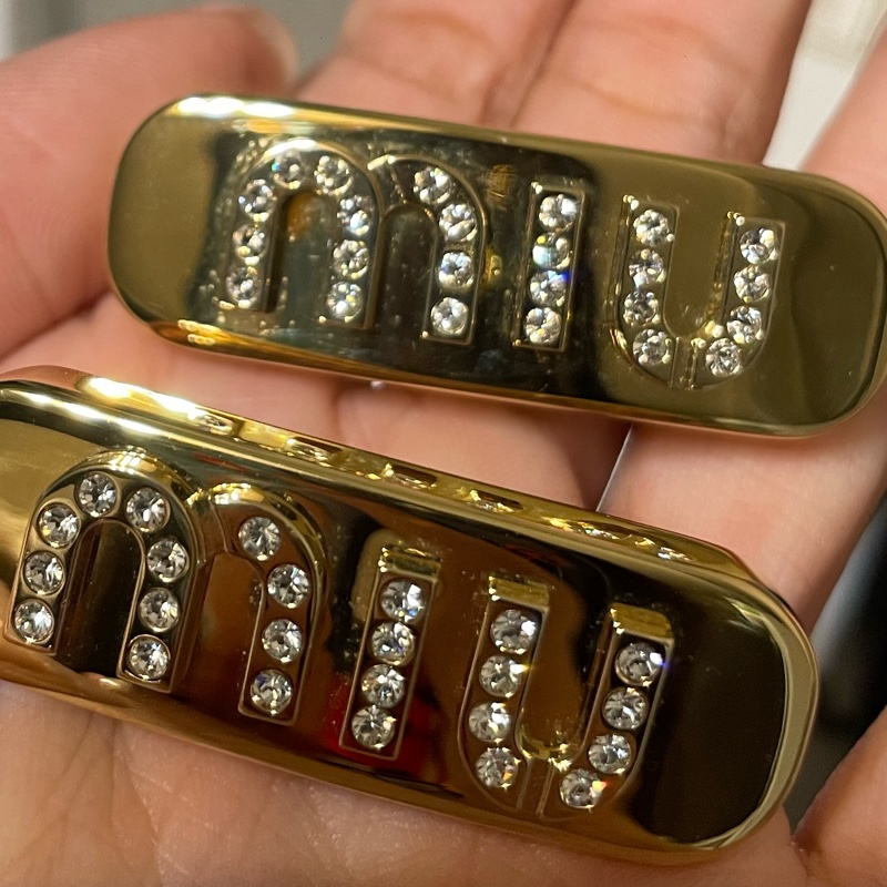 miumiu 金色髮夾一對-3